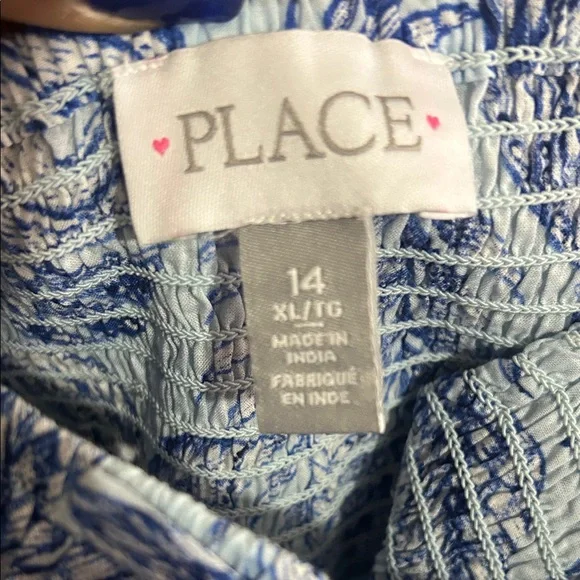 The Children's Place Blue and White Leaf Print Dress - Picture 4 of 5